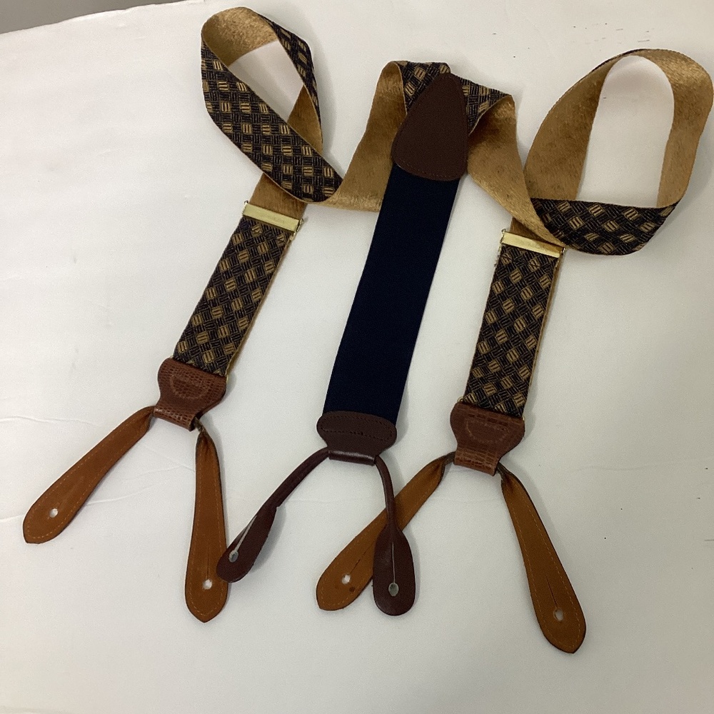Trafalgar Suspenders Braces Navy Gold Textured Pattern Croc Emboss Mens